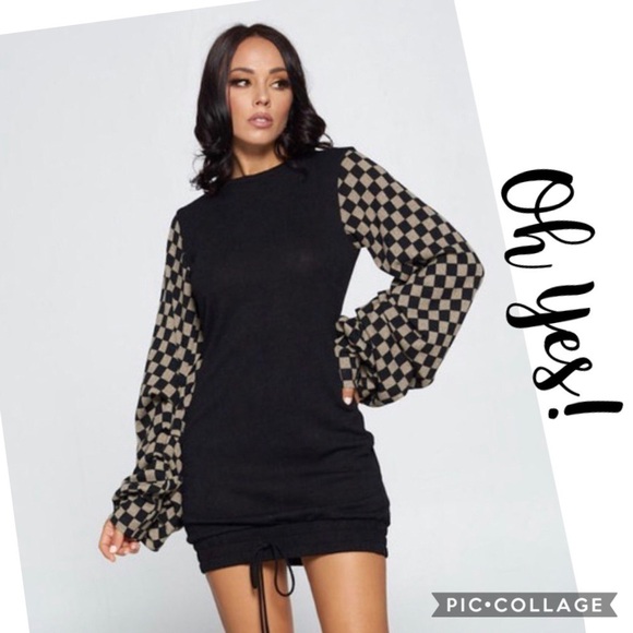 SALE! So Cute! Black Long Sweater w/Layered Sleeves - Picture 3 of 4